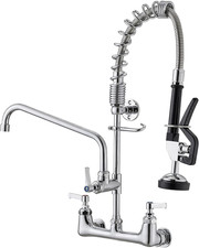 Commercial Utility Sink Faucet with Sprayer - Wall Mount 20" Height