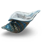 Murano Chalcedony Glass Conch Shell Gold Fleck Blue Gray Brown Art Glass