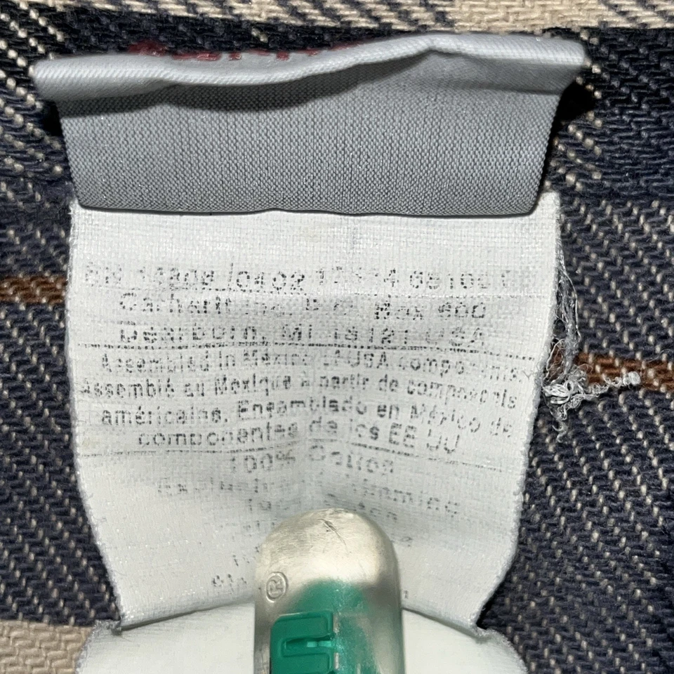 DE COLECCIÓN Carhartt Para Hombres Manga Larga Franela Pesada A Cuadros Abotonada EE. UU. 3XL Alto Foto 3 de 4