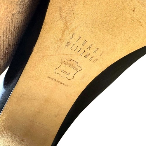 Stivaletti Stuart Weitzman Koko Nero in pelle nera elasticizzati punta aperta donna taglia 11 - Foto 3 di 10