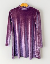 Forever 21 Purple Velvet Mock Neck Long Sleeve A-Line Dress Women’s Size S