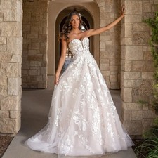 Off Shoulder Sweetheart Wedding Dress Button Sequin Sweetheart Lace Appliques