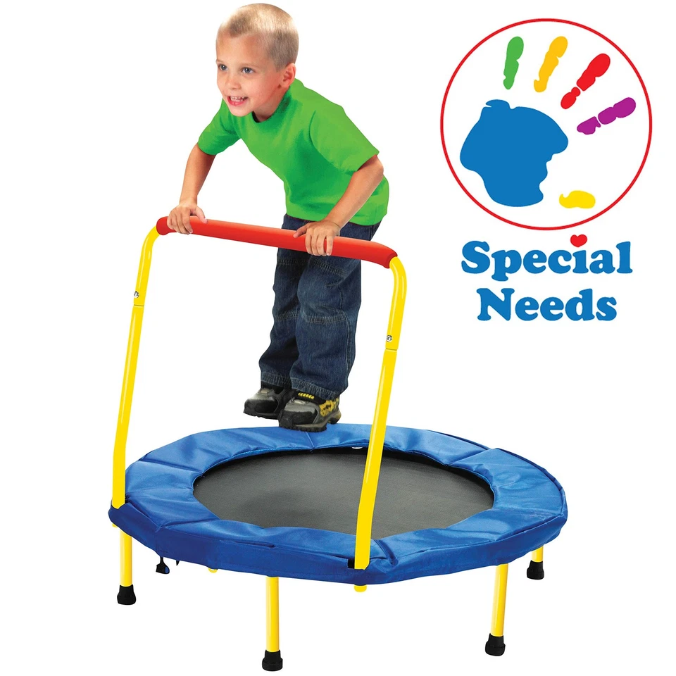 Trampolín Amarillo para Niños Fácil Configuración Portátil Fitness para Necesidades Especiales 36 Pulgadas Foto 3 de 4