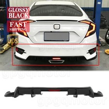 For Honda Civic Sedan 2016-2021 Si Style Glossy Black Rear Bumper Diffuser Wled For Honda Civic Sedan 2016-2021 Si Style Glossy Black Rear Bumper Diffuser Wled