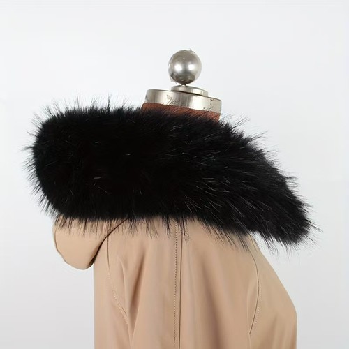 Tira de cuello de piel sintética suave 75 cm * 15 cm, ribete desmontable multicolor para chaqueta de abrigo - Imagen 21 de 60