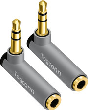 2-Pack 3.5mm Right Angle Audio Adapter   Male to Female Stereo Connector