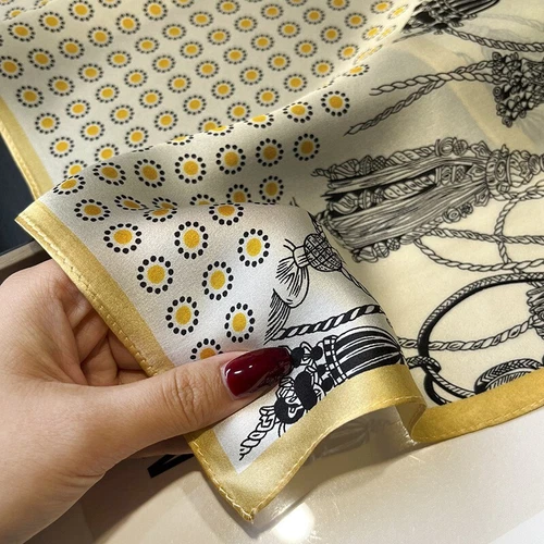 100% Mulberry Silk 27'' Scarf Women Fashion Polka Dots Kerchief Square Bandana - Picture 5 of 8