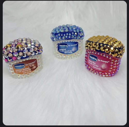 Rhinestone covered vaseline lip therapy KEEPSAKE jar - Picture 4 of 4