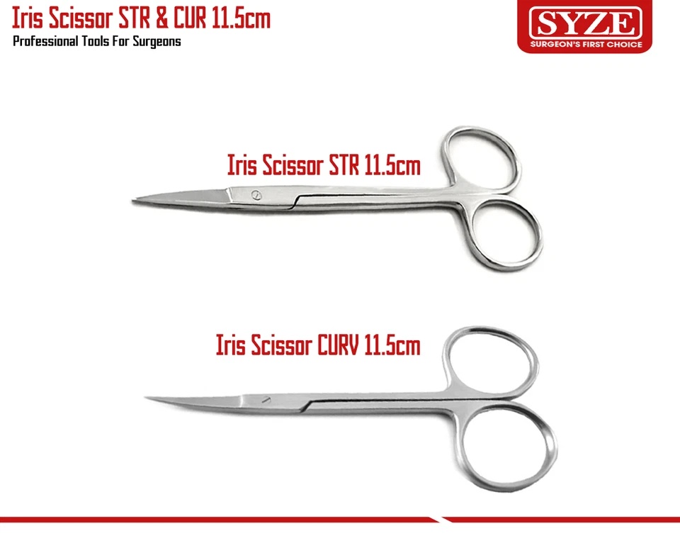 SYZE Iris Gum Scissors Curved/Straight Sharp Fine Tip Surgical German Stainless Steel