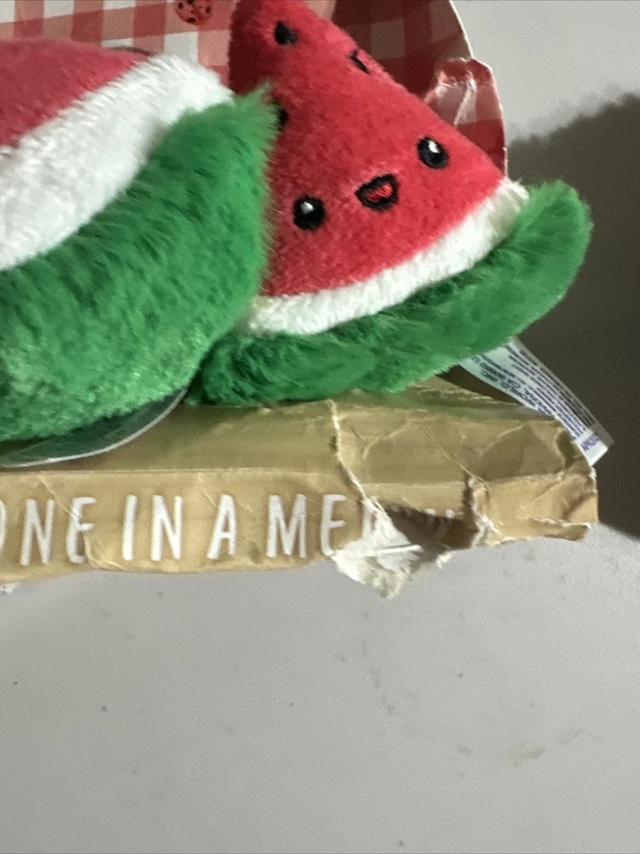 Aurora Baby 2-Piece Plush Shower Gift Watermelon Melon Rattle & Crinkle Set, New - Image 2 of 4