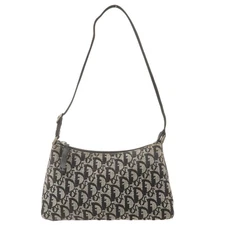 Christian Dior Trotter Shoulder Bag Black Canvas Leather Auth Used