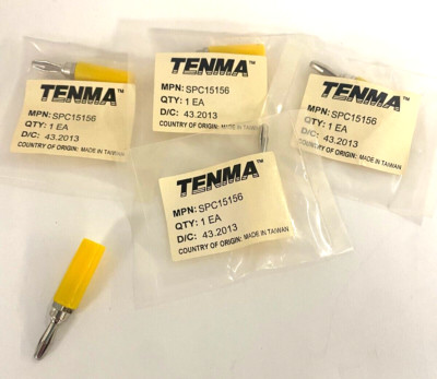 TENMA YELLOW BANANA PLUG ROHS COMPLIANT SOLDER TERMINATION TYPE ***LOT OF 5