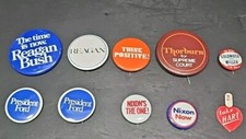 Vintage Lot of 10 Republican Presidential Pins Reagan Goldwater Nixon Ford EUC