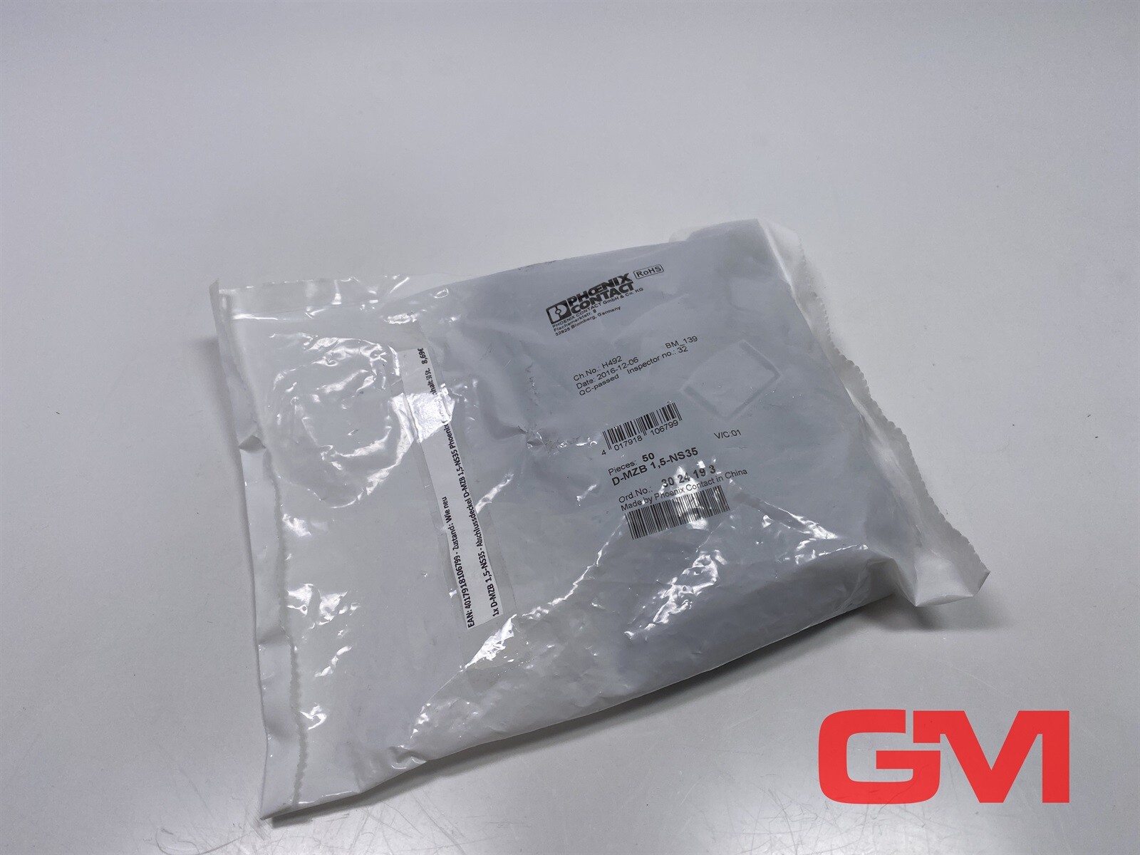 Ve 50x Phoenix Contact End Cover D-MZB 1.5-NS35 3024193