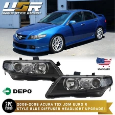 DEPO Euro R CL7 JDM Headlights Blue / Clear Lens Fit 2006-2008 Acura TSX