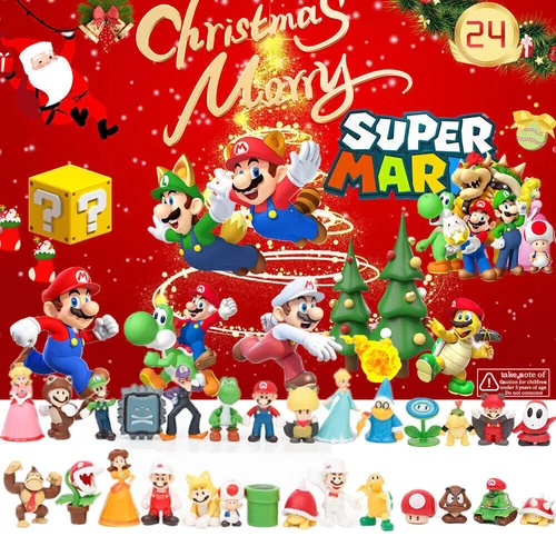 Xmas 24day Countdown Advent Calendar Super Mario Mini Figures Kid Toy Xmas Gift - Picture 3 of 17