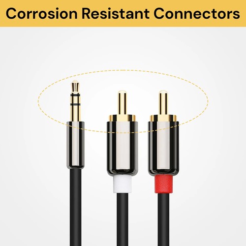 Gold Plated Premium Stereo Audio 3.5mm Aux Jack to 2 RCA 1m~5m converter Cable - Picture 6 of 17