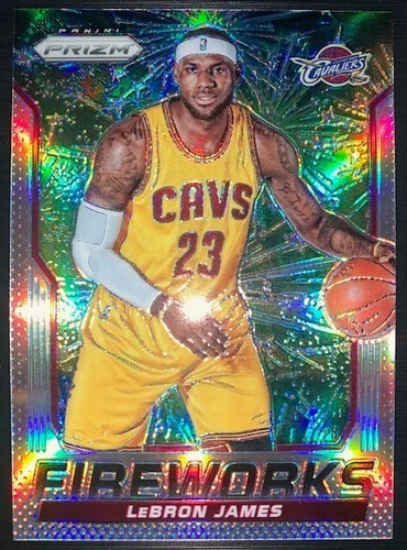 LEBRON JAMES 2014/15 PANINI FIREWORKS PRIZM REFRACTOR CARD #4 MINT MASSIVE BV$