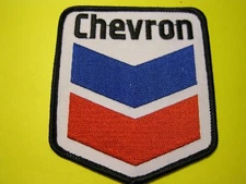 CHEVRON GAS & OIL UNIFORM CLOTH PATCH IRON ON or SEW ON SMALL CREST SIZE, LOOK!