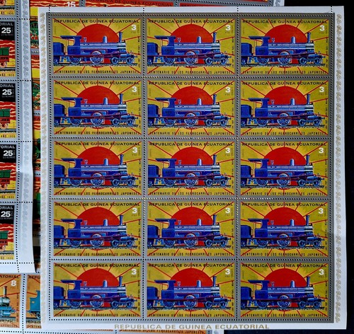Guinea 1972 Trains Japan Locomotives MNH 75 Stamps 15 Sets Full Sheets CV €52.50 - Picture 3 of 15