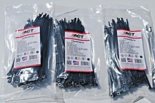 LOT 300 ACT BLACK CABLE TIE ZIP WRAPS 7" SATELLITE/CABLE