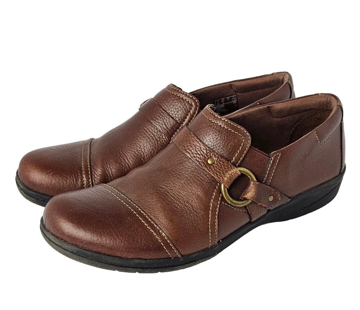 Clarks Collection Leather Slip On Shoes Cheyn Fame Mahogany  display picture 1