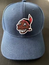 CLEVELAND INDIANS CHIEF WAHOO THROWBACK LOW CROWN ADJUSTABLE HAT CAP BLUE NEW 