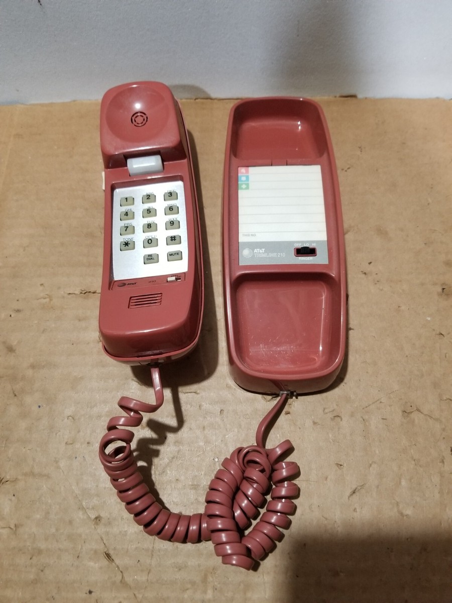 Vintage 90's AT&T Trimline 210 Red/Mauve Corded Push Button