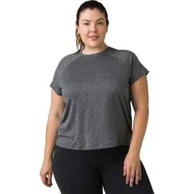 NEW PrAna Women's Size 3X Alpenglow Short Sleeve Active Tee Charcoal Heather