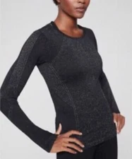 ATHLETA FLURRY SHINE BASE LAYER TOP IN BLACK W/SILVER SIZE S EXCELLENT CLEAN!