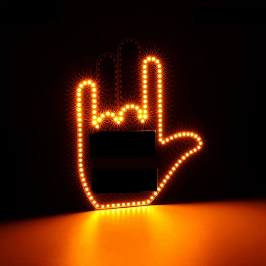 Luz de freno LED de advertencia para ventana trasera con control remoto para dedo medio para automóvil Foto 2 de 4