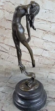 Semi Nude Female Floating Figure Bronze Sculpture Statue Art Deco Signed Decor