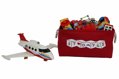 Red Toy Storage Basket Bin for Organizing Baby, Kids, Dog Toys, Children Books - Picture 5 of 7