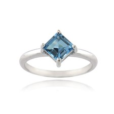925 Silver Square 1.3ct London Blue Topaz Diamond Shape Ring