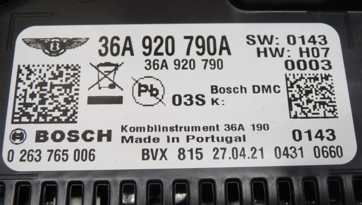 2021-2023 Bentley Bentayga In Dash Instrument Cluster 36A920790A OEM