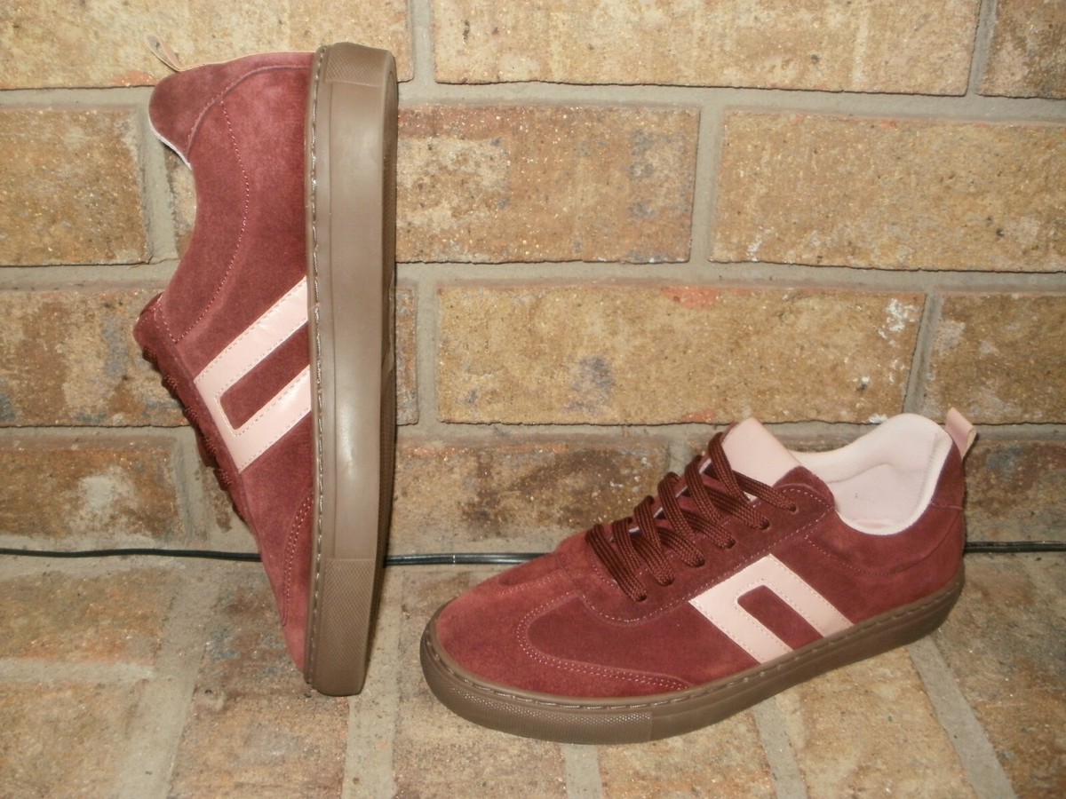 New Cruza Burgundy Lace-Up Suede Sneaker/Made in Portugal MSRP