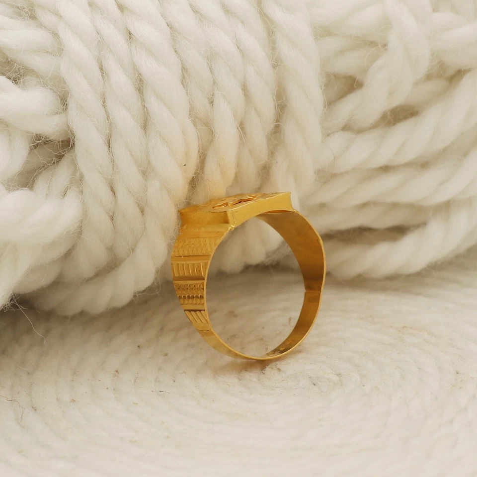 Anillo de oro de 22k para hombre, anillo hecho a mano de diseñador de oro amarillo de 22k para unisex, OOS1044 Foto 3 de 3