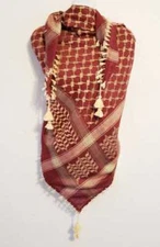 Unisex Burgundy Red Yellow Gold Shemagh Head Scarf Neck Wrap Cotton Face Cover