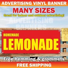 HOMEMADE LEMONADE Advertising Banner Vinyl Mesh Sign Cold Ice Drink Bar Fruits