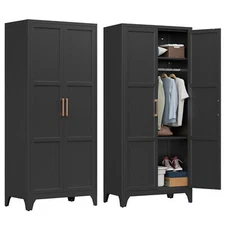 Home 2 Doors Metal Wardrobe Armoire Freestanding Armoire Wardrobe Closet Clothes