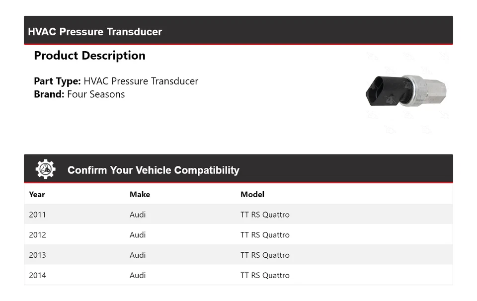 适用于 2011 - 2014 年奥迪 TT RS Quattro HVAC 压力传感器 2012 年 4 季 — 第 2/4 张图片