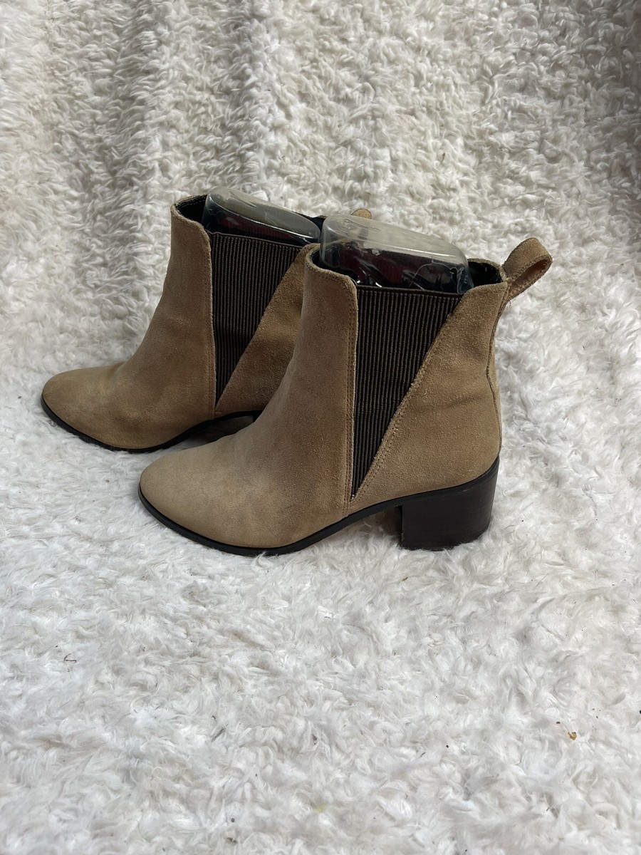 Steve Madden Leather Suede Ankle Boots Brown Elastic Sides  display picture 2
