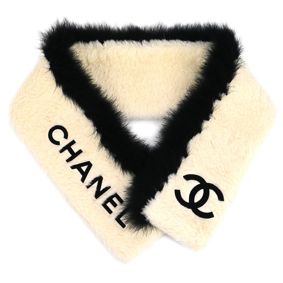 Chanel Fur Shawl Stole White Small Good 114420 | eBay