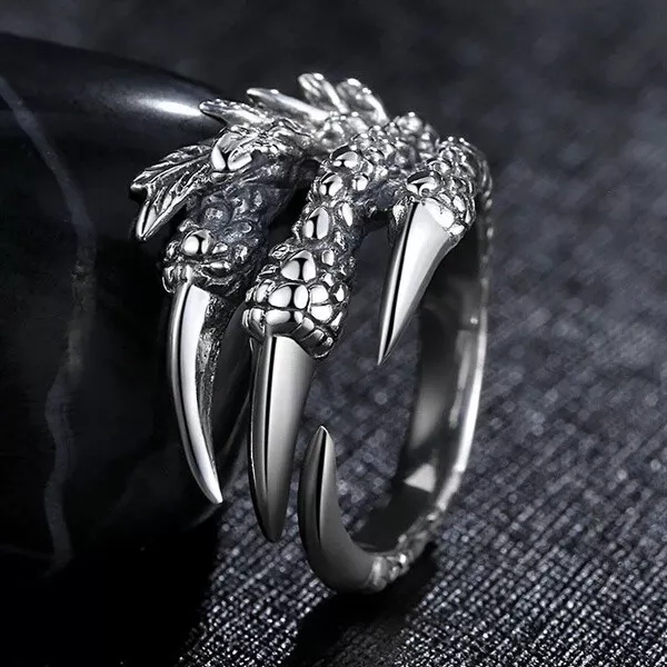 Fashion Dragon Claw Rings for Men Gothic Stainless Steel Punk Jewelry  Adjustable