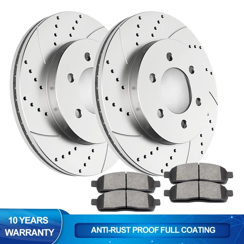 4WD Front Drilled Rotors Disc Ceramic Brakes Pads for 2004-08 Ford F-150 Mark LT