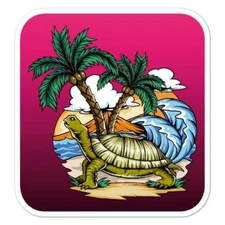 Tortise Turtle Beach, Vinyl Decal Sticker, Indoor Outdoor, 3 Sizes, #7916