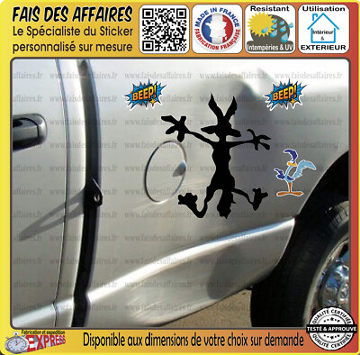 Pack 4 Autocollants Voiture Style BD + Grattoir - Stickers Déco Extérieur, PVC Imperméable - 3