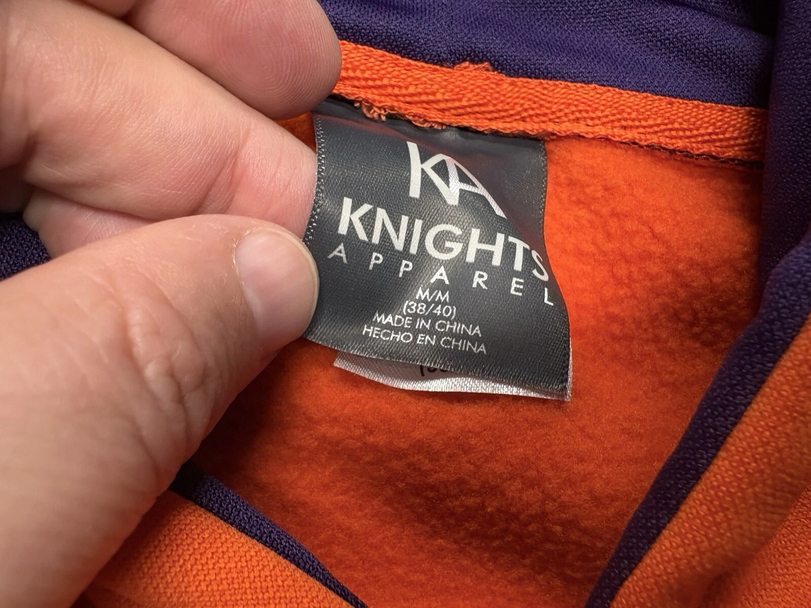 VETEMENTS Felpa con cappuccio pullover arancione Clemson Tigers NCAA Knights Apparel taglia media 38 40