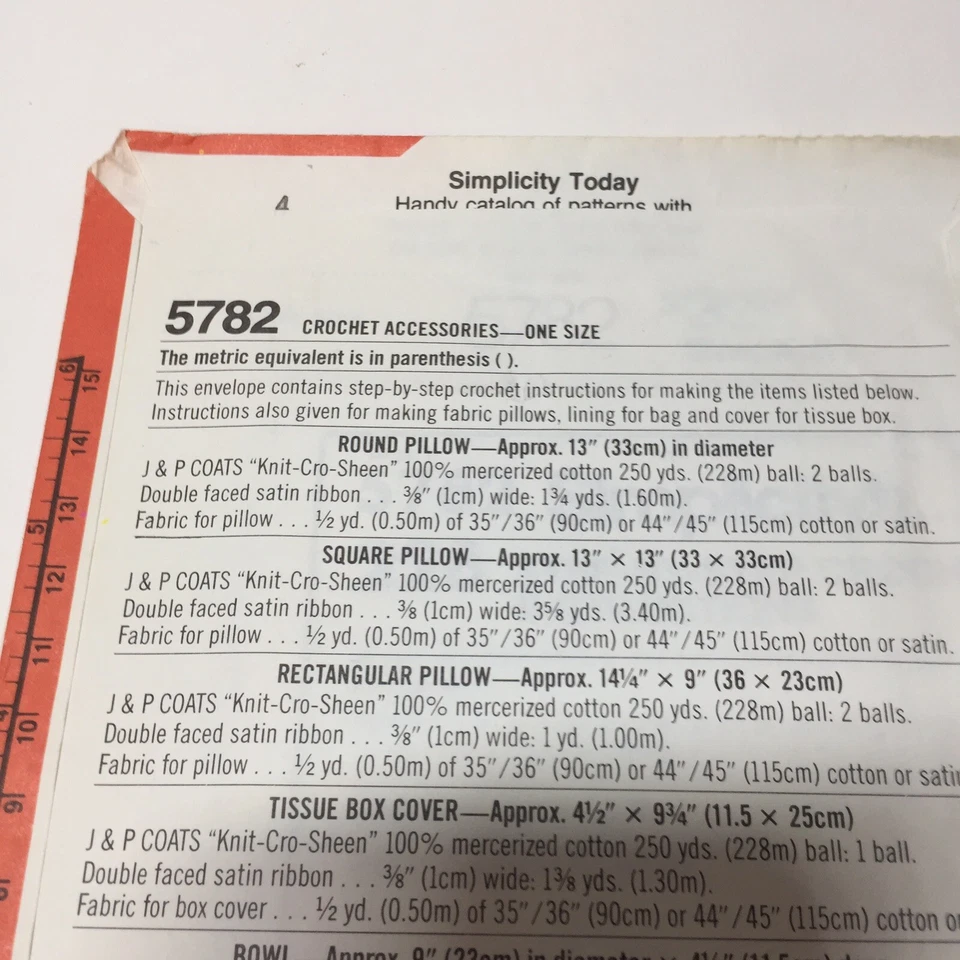 Simplicity 5782 Crochet Accessories Pillow Tissue Box Cover Bowl Sachet Hangers - Image 3 of 3