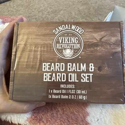 Viking Revolution Sandalwood Beard Balm and Beard Oil gift set new in box 